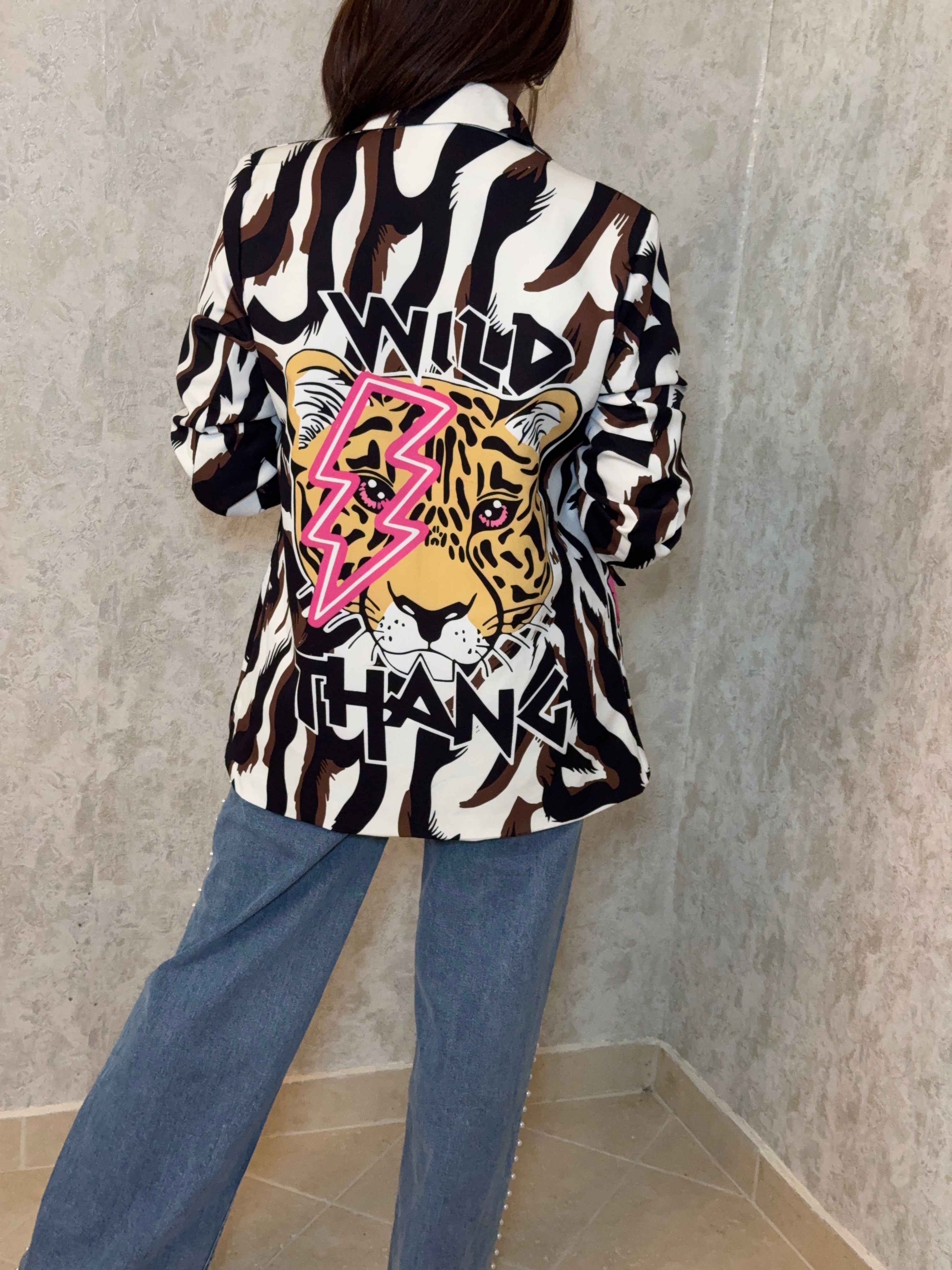 Cool Blazer-Animal Print Stamp