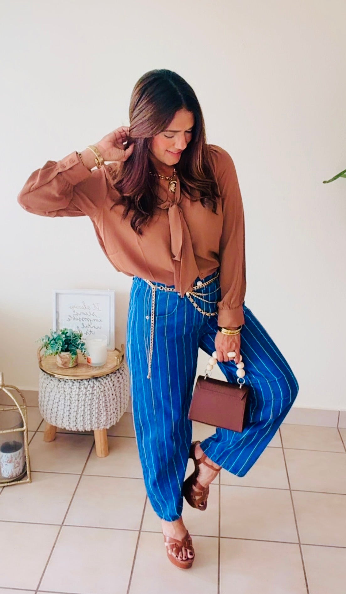 Stripe Barrel Pant