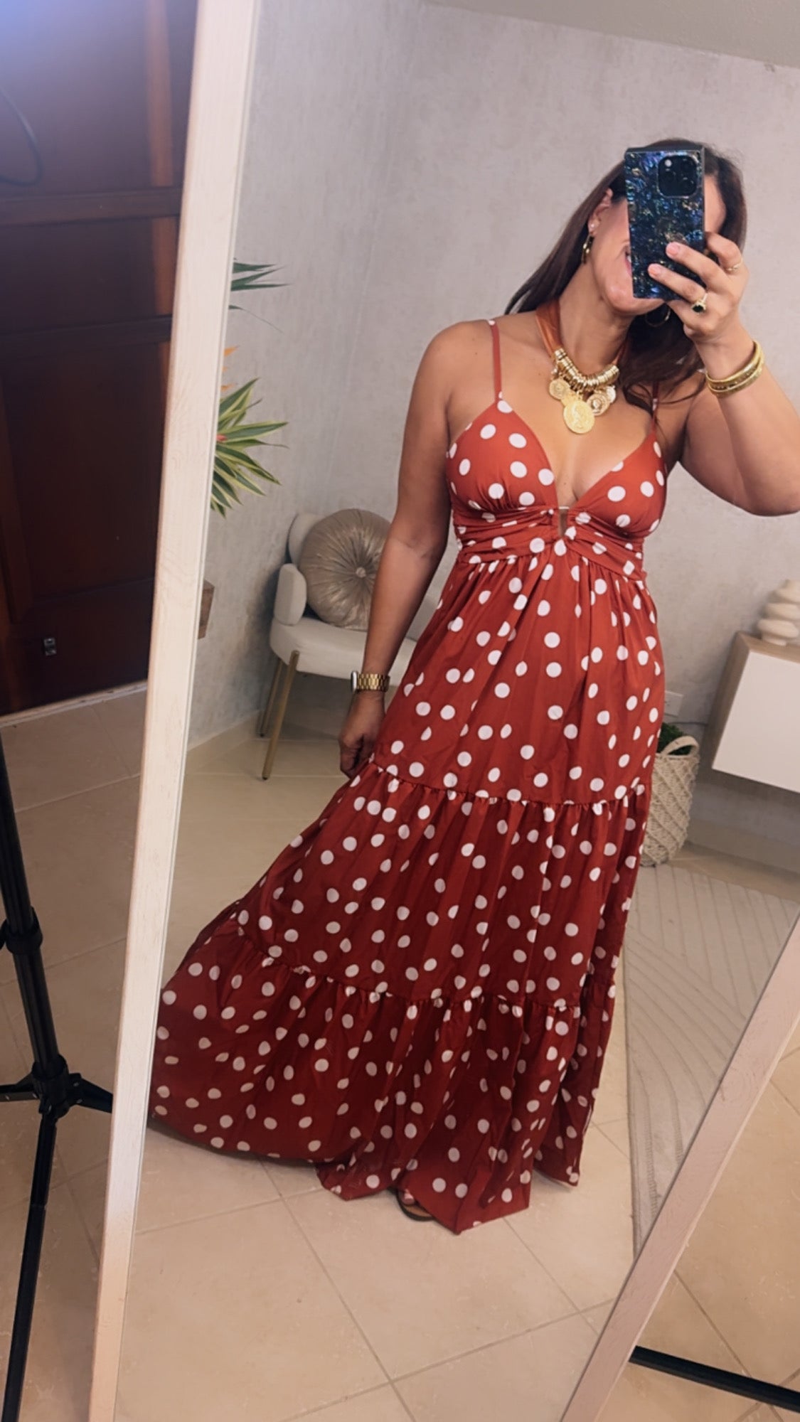 Green Dots Maxi-Dress