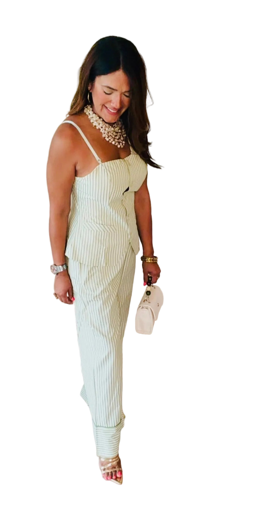 One Shoulder Stripe Set
