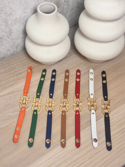 Leather woman bangle- Alloy plating