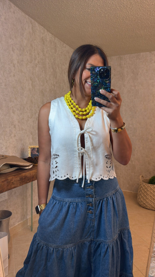 Front tie White Vest
