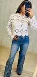 White Knit Long Sleeve Top