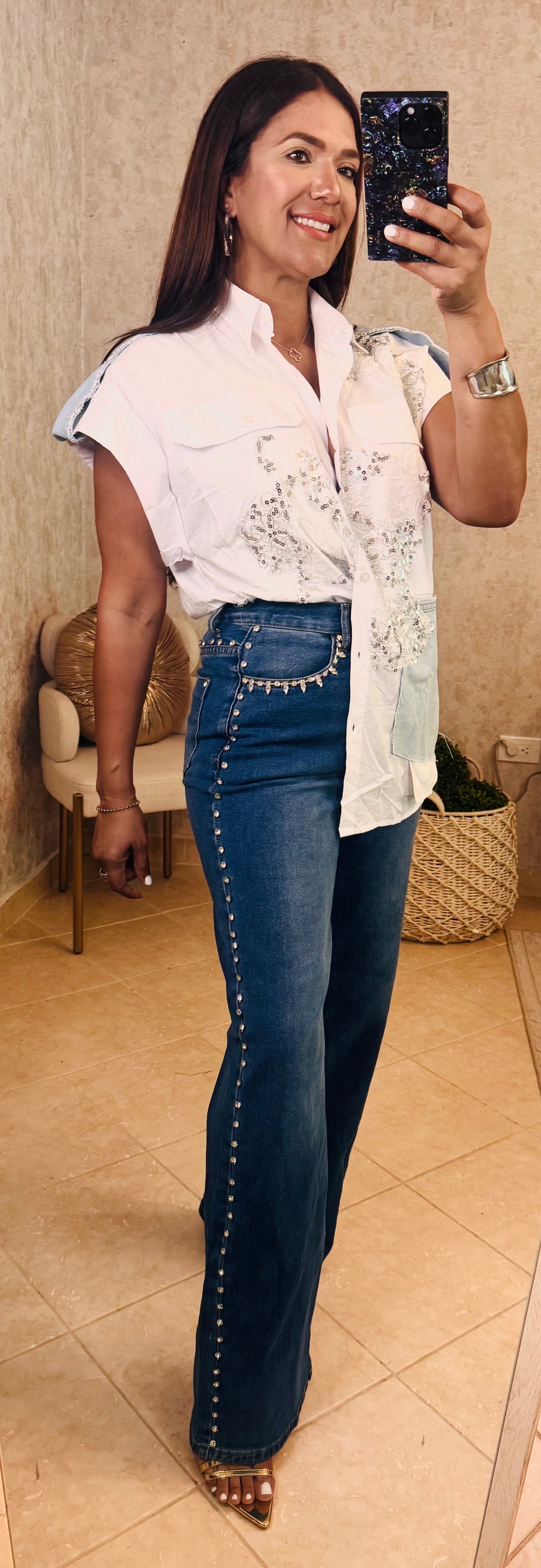 White & Denim Shirt