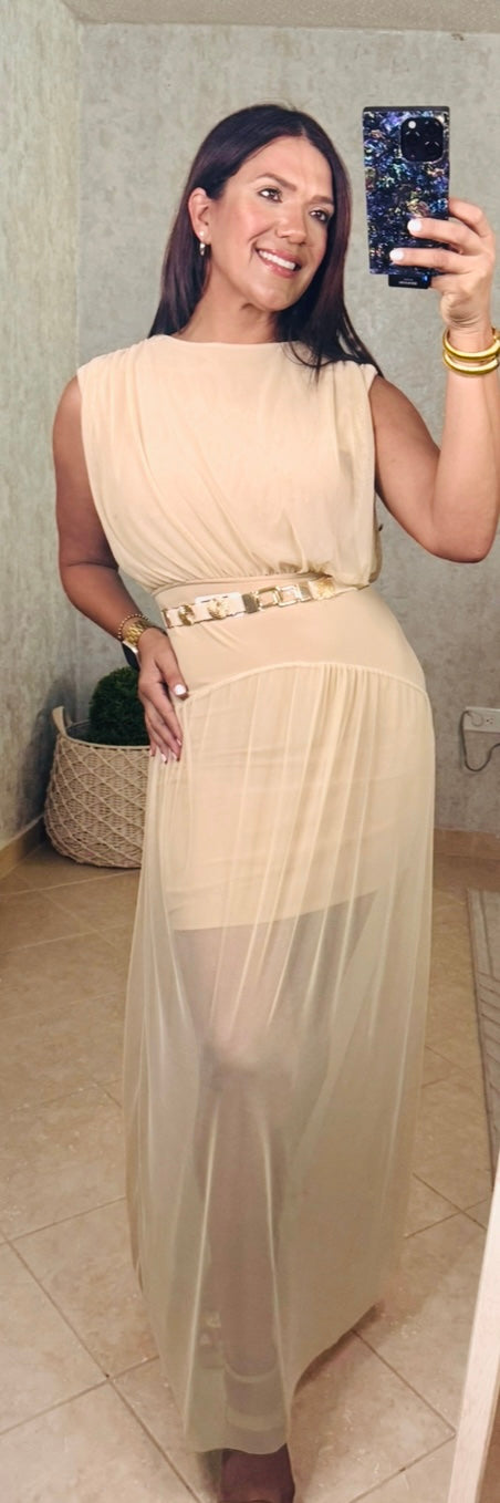 Beige casual dress