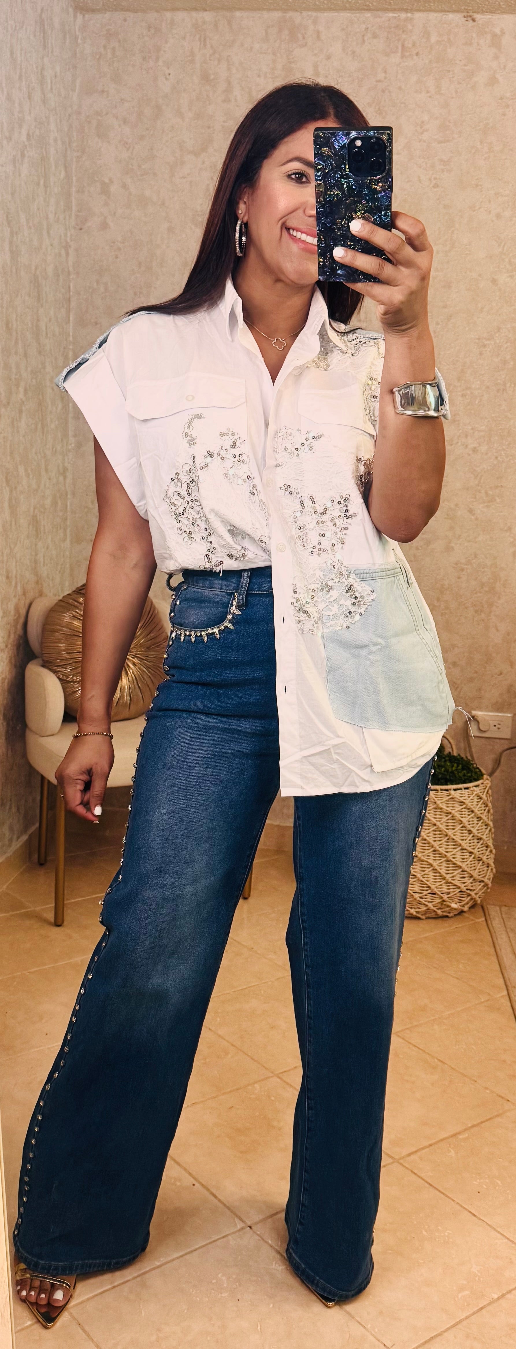 White & Denim Shirt