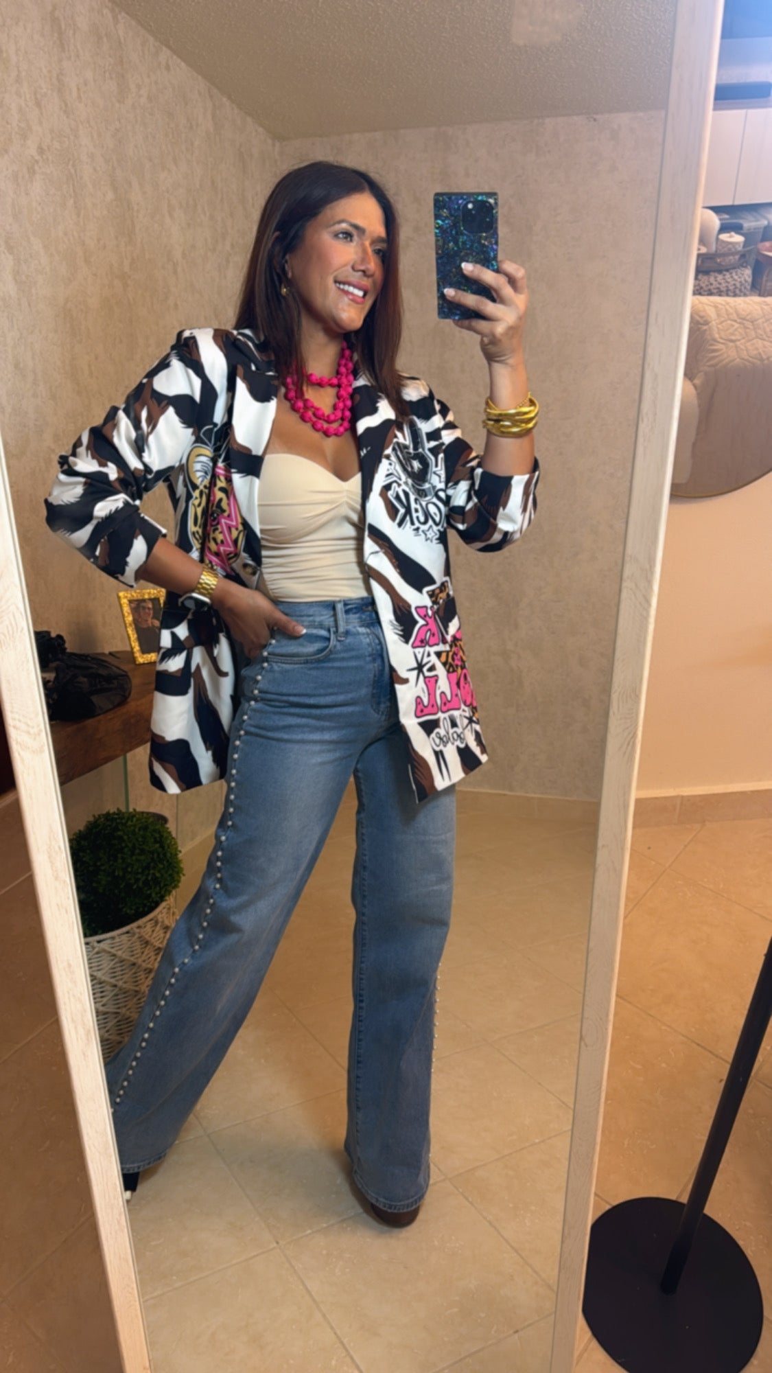 Cool Blazer-Animal Print Stamp