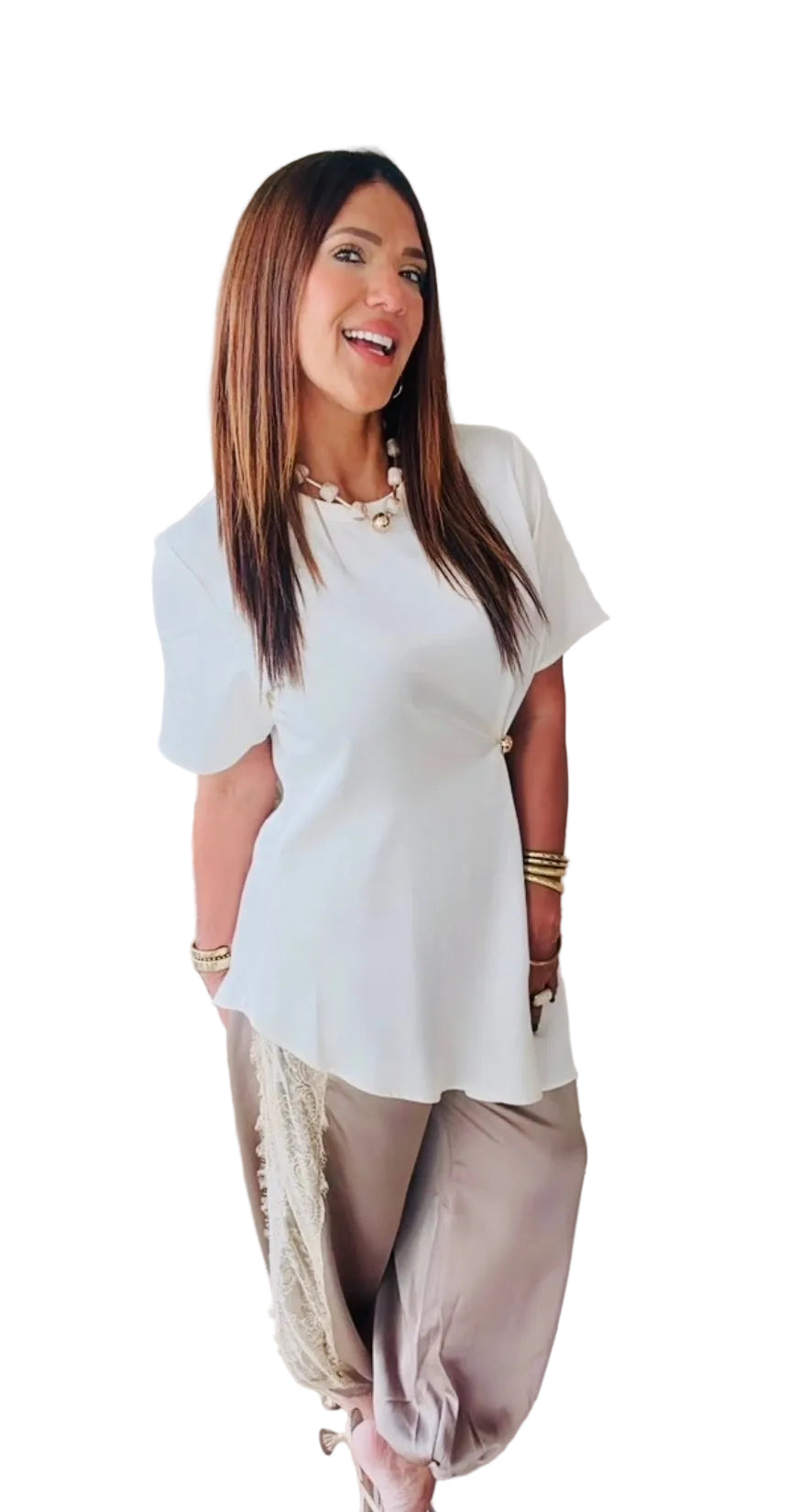 Asymmetrical beige blouse
