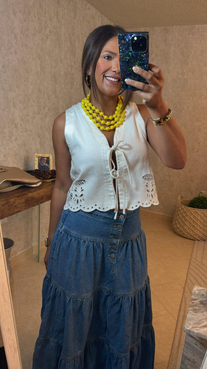 Front tie White Vest