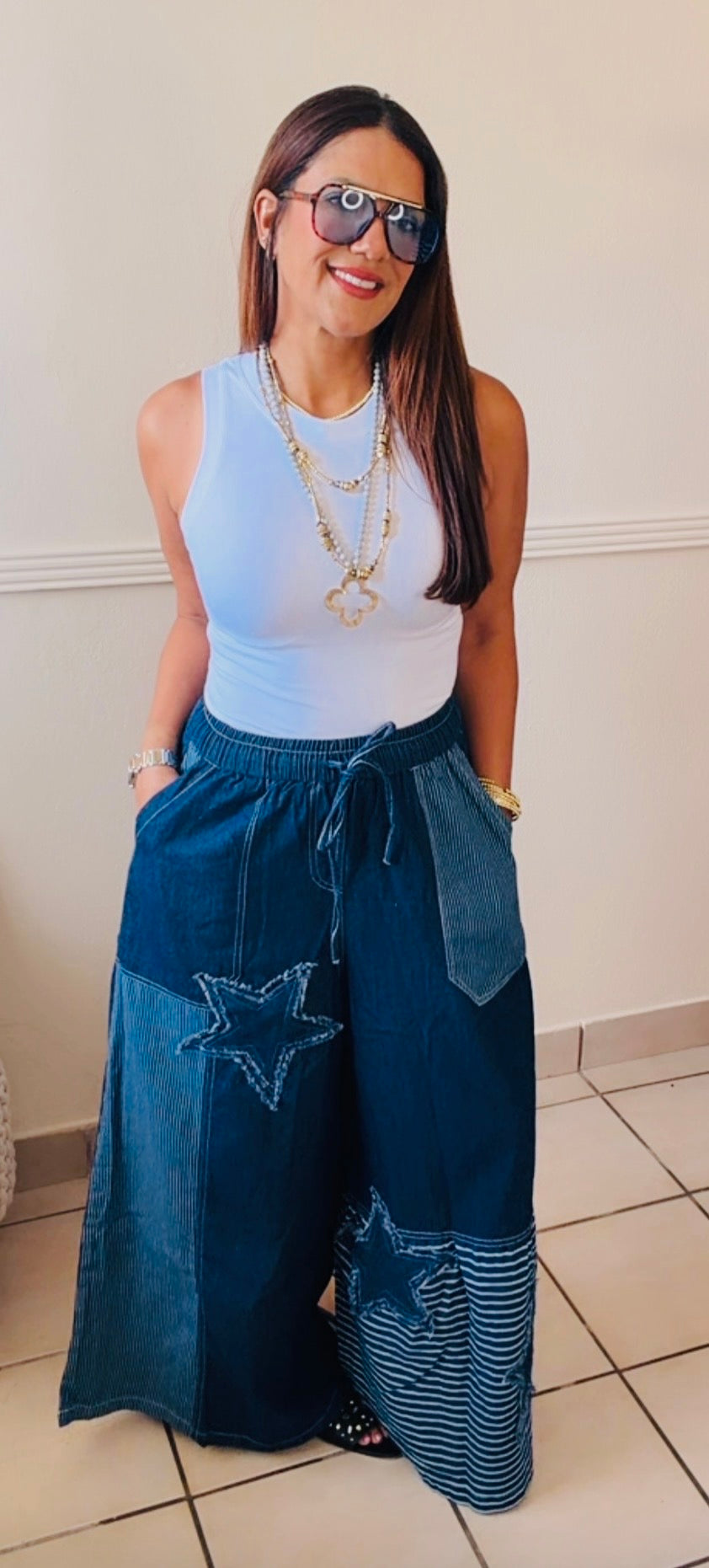 Star Parch Denim Pants