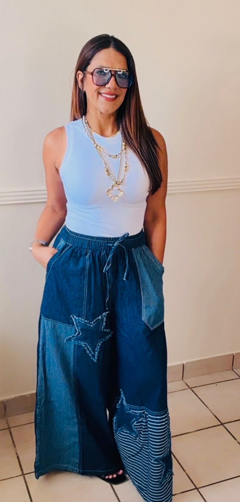 Star Parch Denim Pants