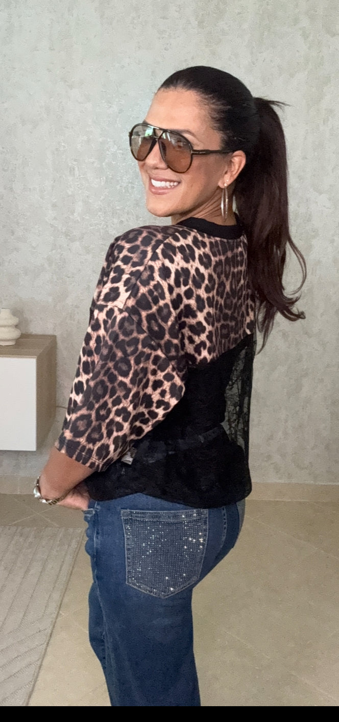 Animal Print and lace shirt