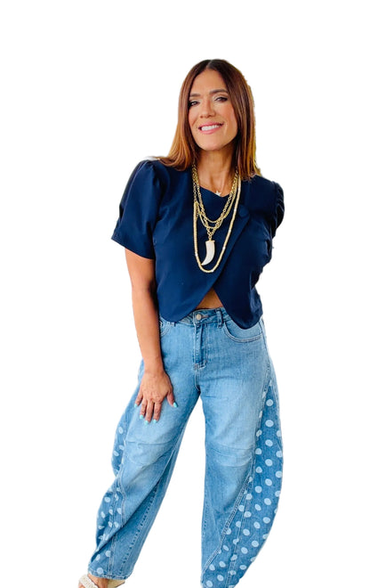 Polka Dot Side Detail Jeans
