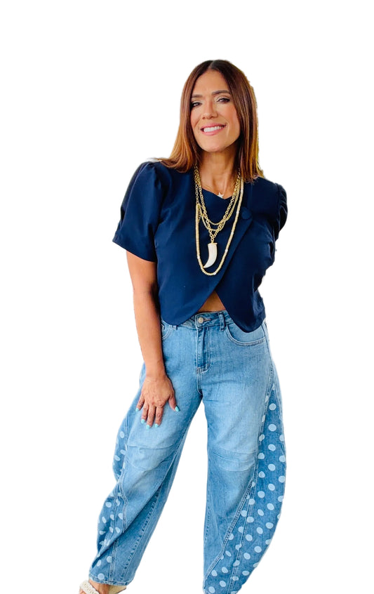 Polka Dot Side Detail Jeans