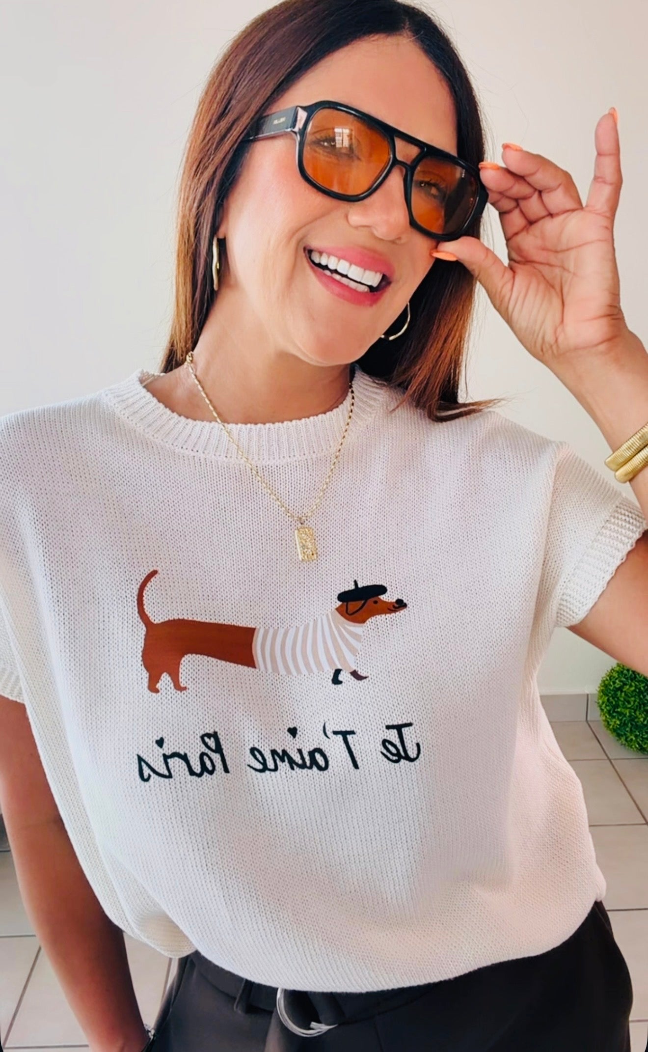 🐾 Paris Pup Knit Top/Italian