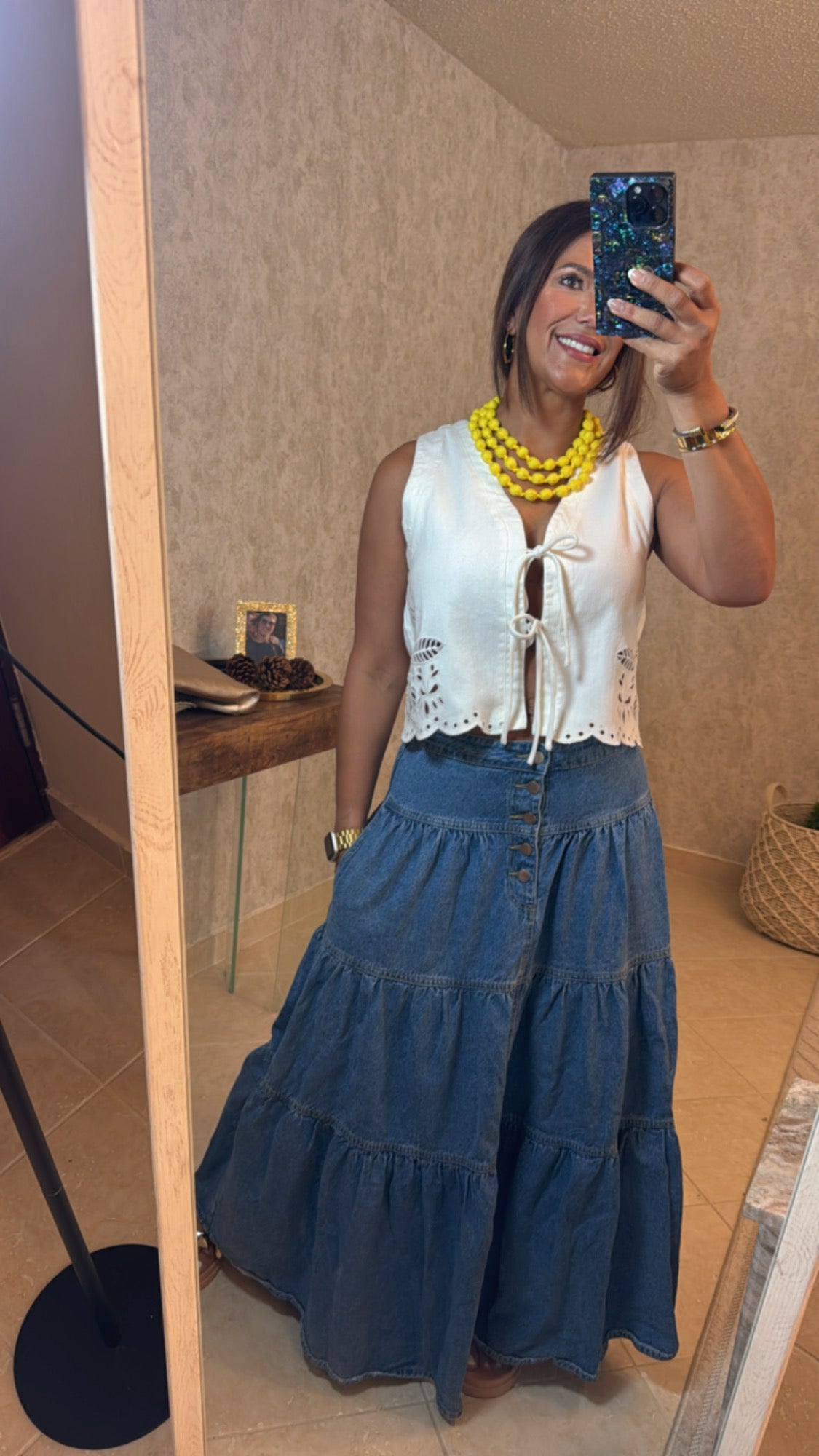 Front tie White Vest