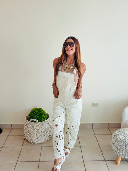 Embroidered Overall Jumpsuit