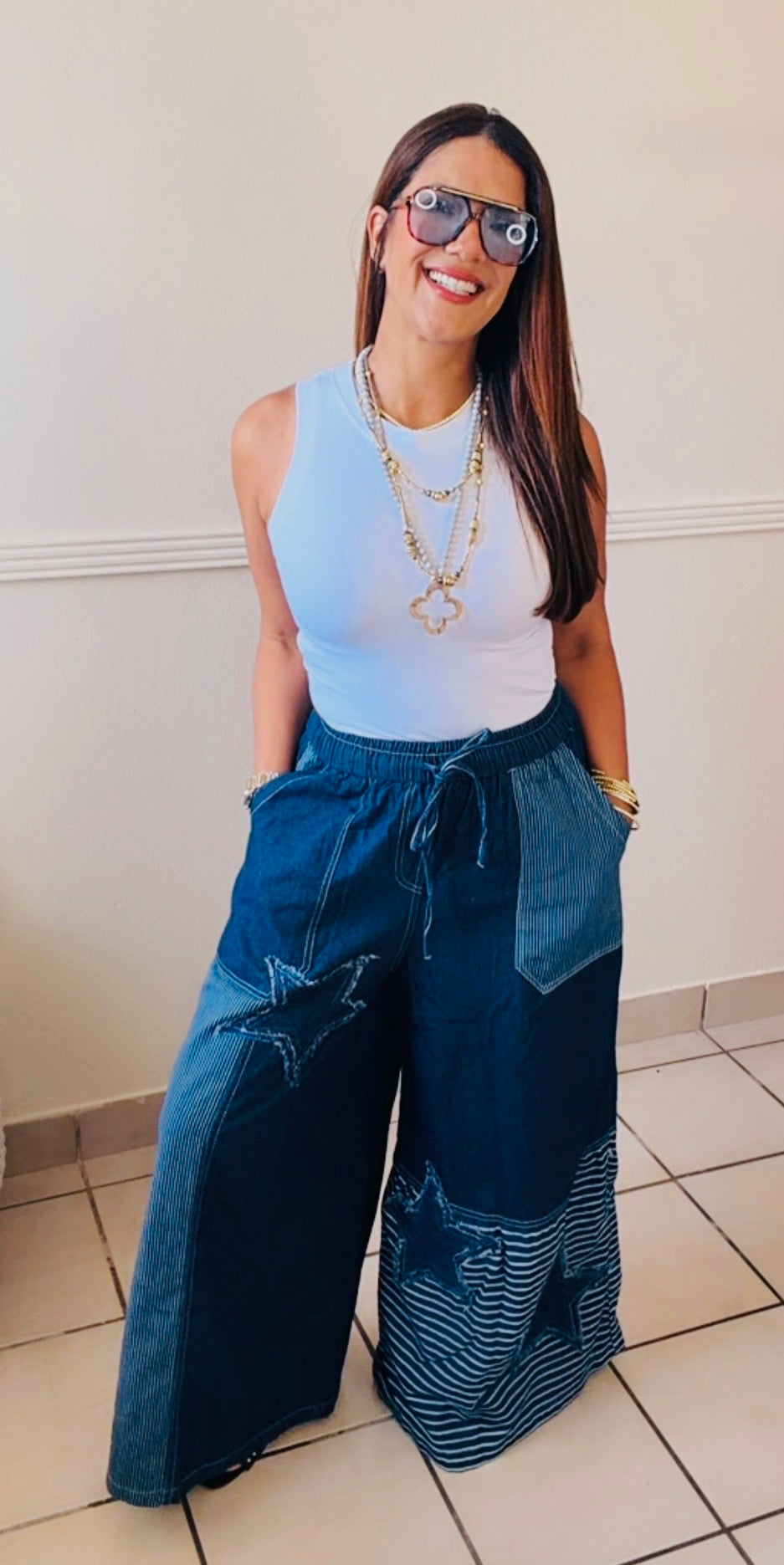 Star Parch Denim Pants