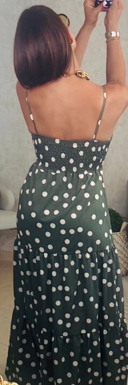 Green Dots Maxi-Dress