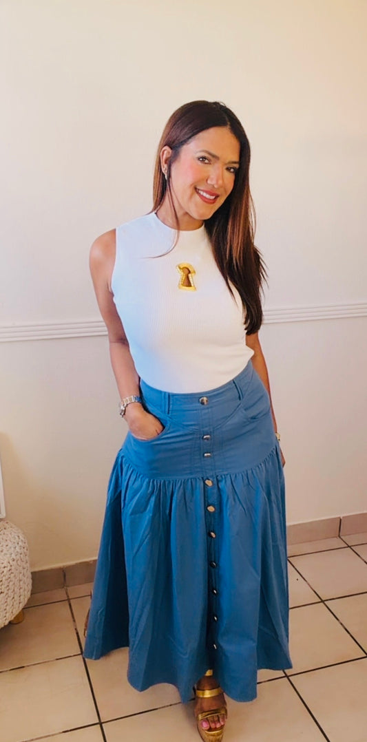 Maxi skirt/ Gold Details