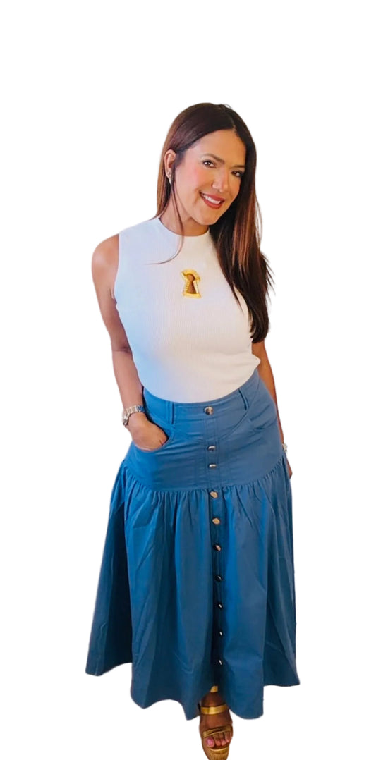 Maxi skirt/ Gold Details