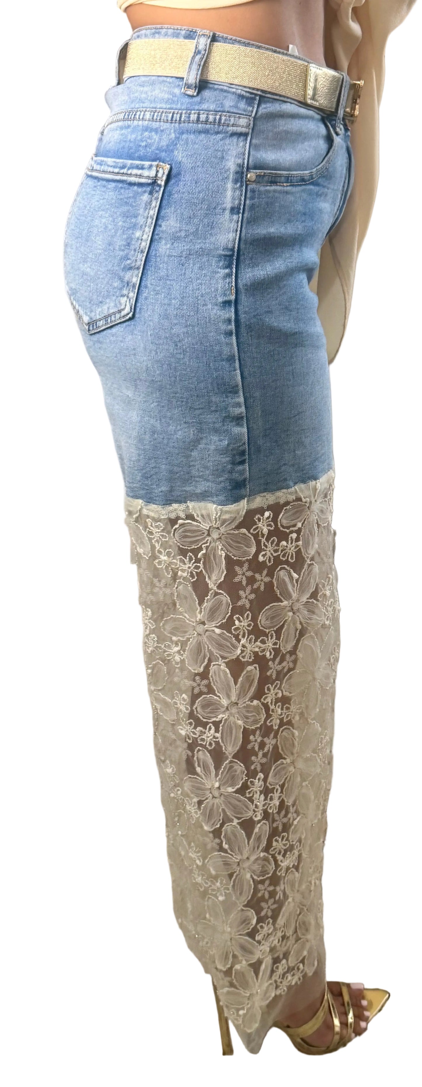 Denim Lace flower detail