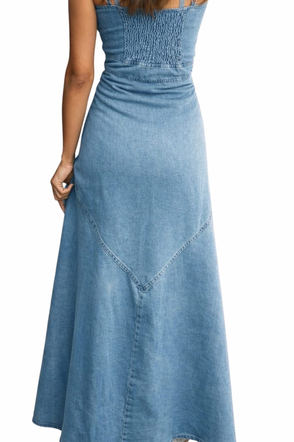Button-front Denim Maxi Dress