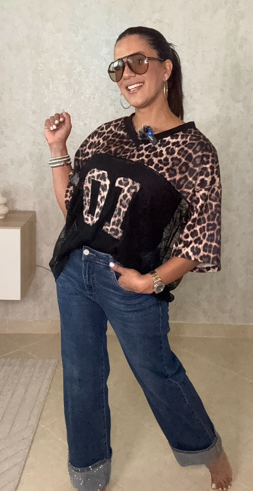 Animal Print and lace shirt