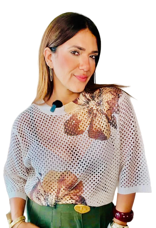 Beige Flower Top