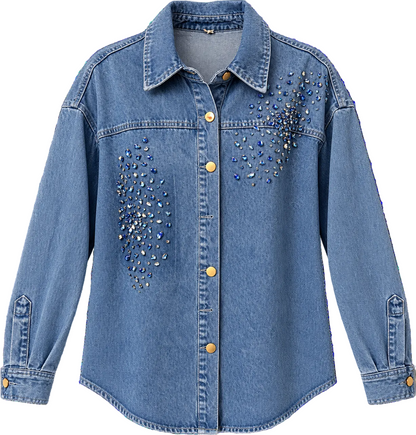 Embellished Denim Shirt/ blue