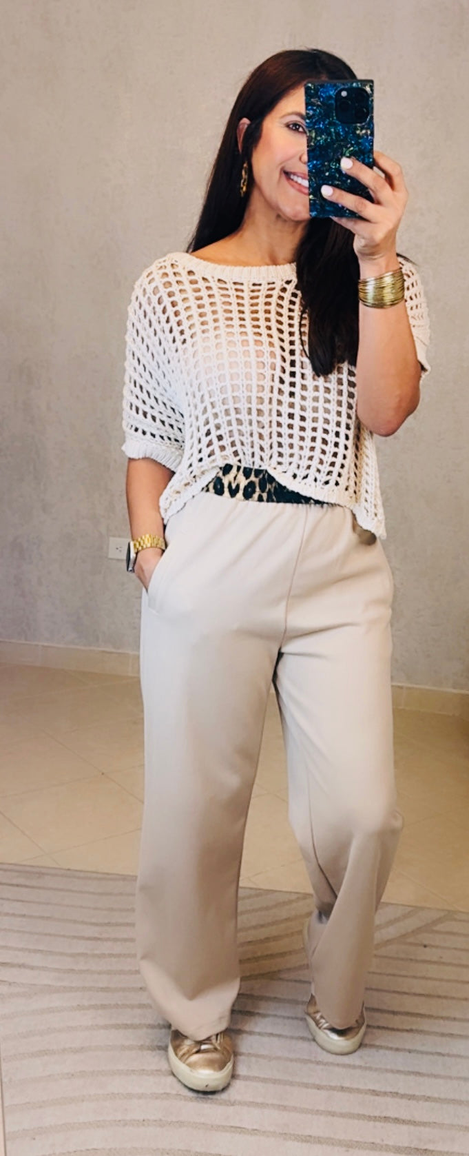 Cotton Pants- Leopard detail