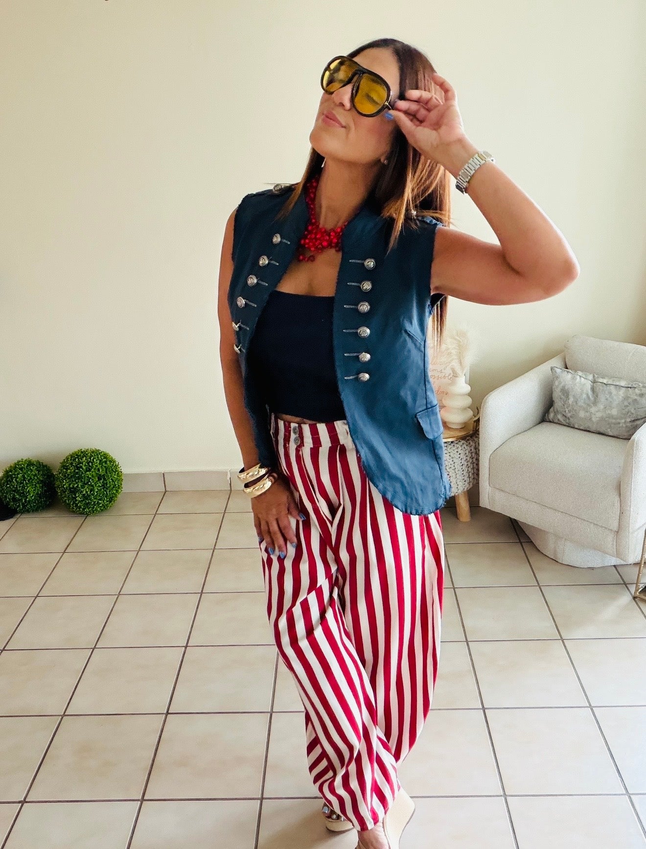 Stripe red pants