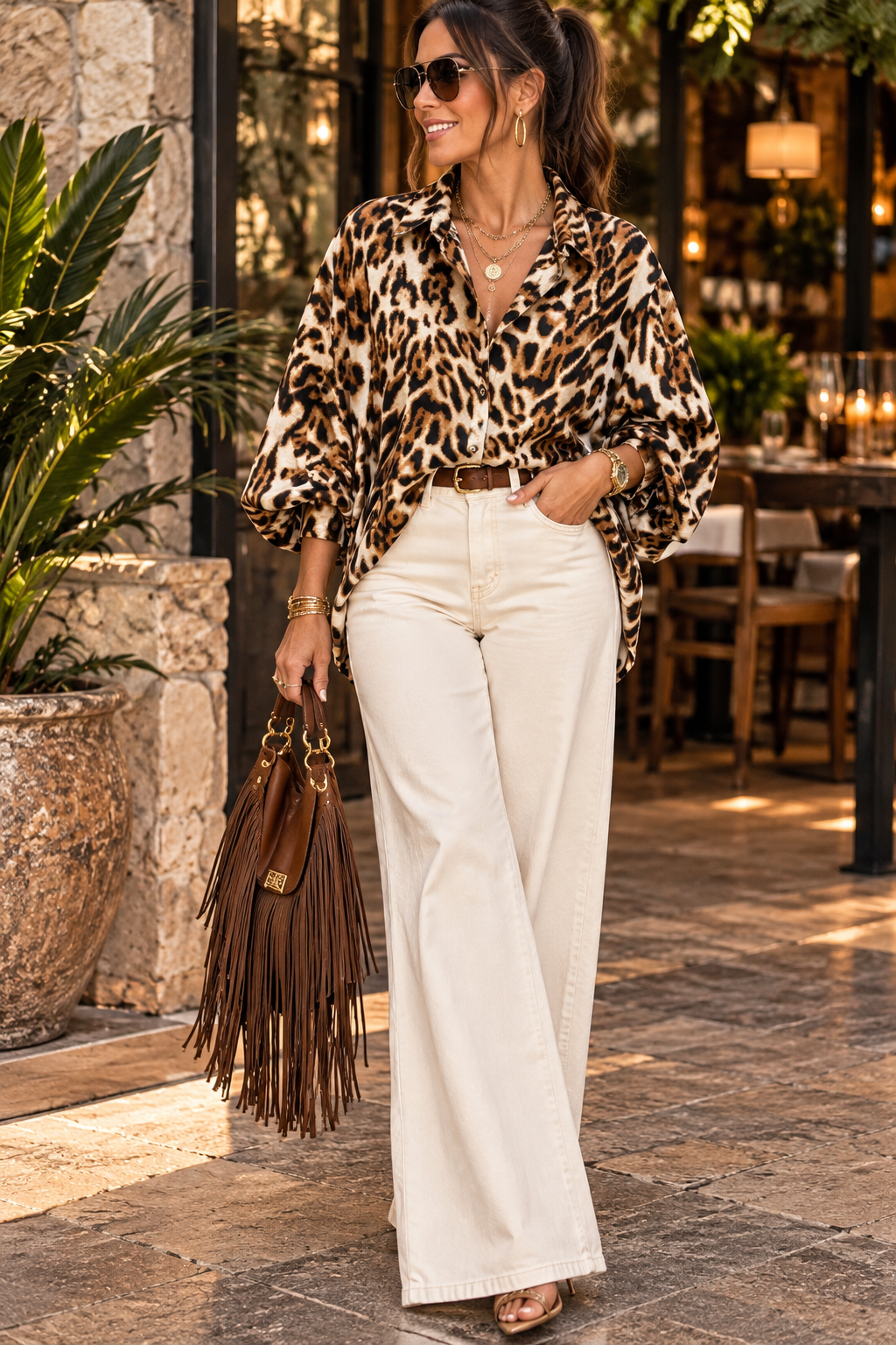 Leopard long sleeve blouse