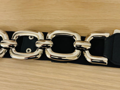 Dress Belt - Black and Silver One Size