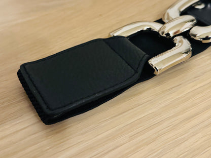 Dress Belt - Black and Silver One Size
