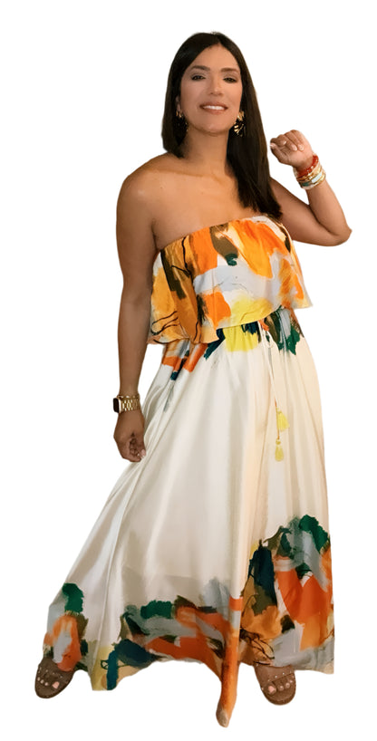 Prisma Maxi Ruffle and Straples  Dress