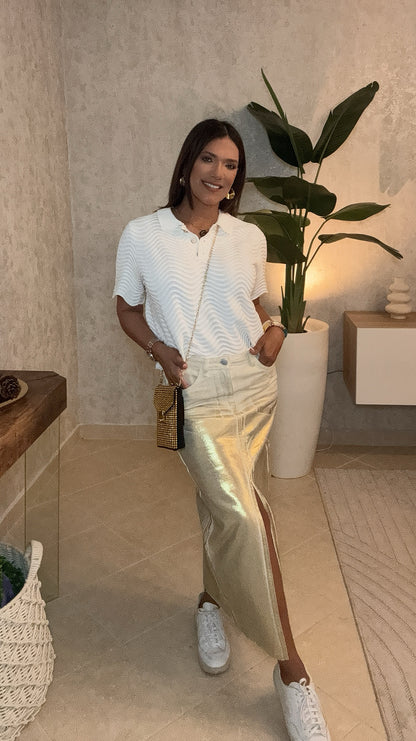 Gold Illusion Jean Skirt