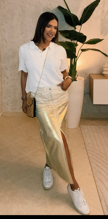 Gold Illusion Jean Skirt