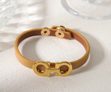 Pulsera de cuero stainless steal_bangle_camel
