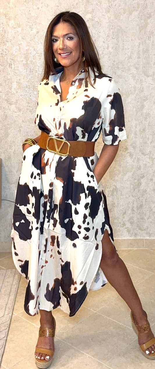 Maxi Dress Cow Print
